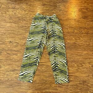 Vintage Zubaz Style Yellow Navy Blue Zebra Striped Relaxed Pants Large